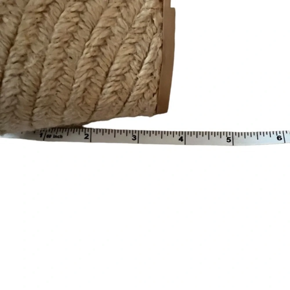 Old Navy Oatmeal Canvas & Tan Leather‎ Espadrille Wedges Size 8.5